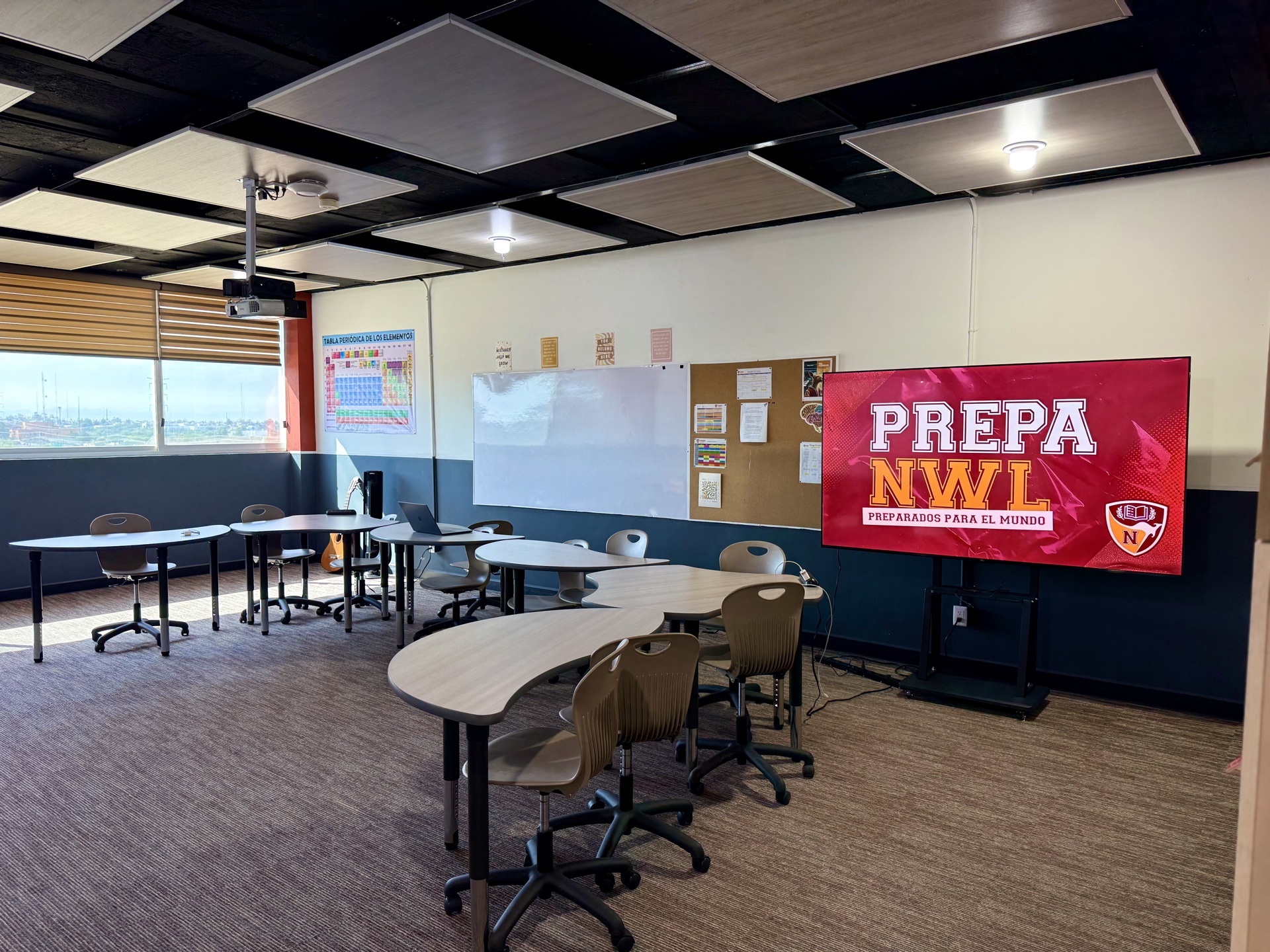 Modern classroom with collaborative tables